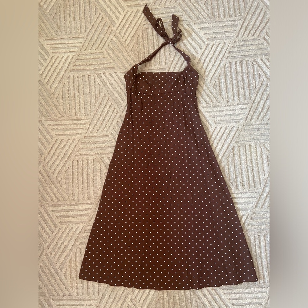 Zara Brown Halter Sundress Sleeveless Casual